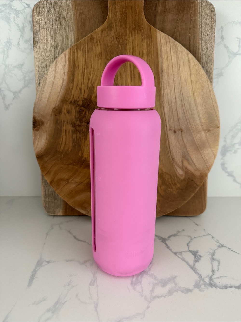 BINK Day Bottle 21 oz Pink Glass Water Bottle BPA-Free Track Hydration